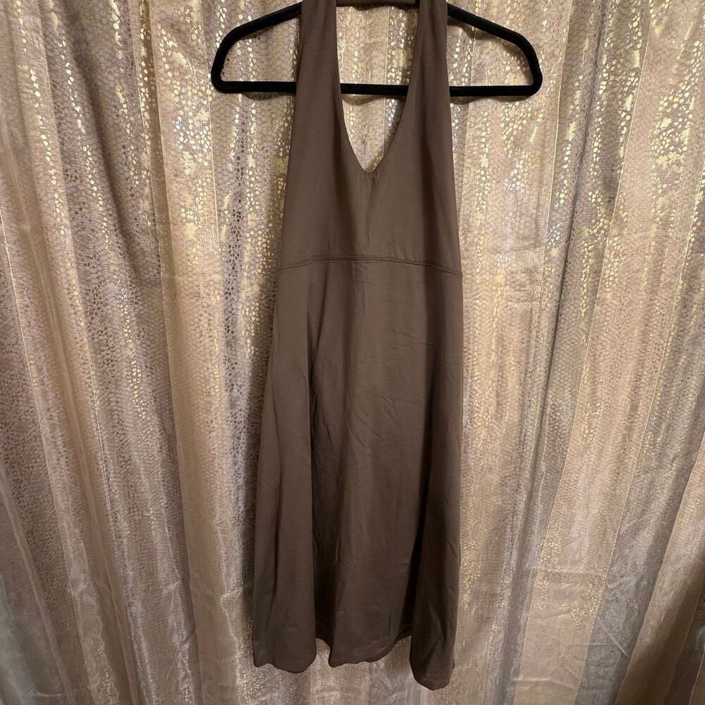 Patagonia W's Morning Glory Halter Chocolate Brown Tie Back Midi Dress XL